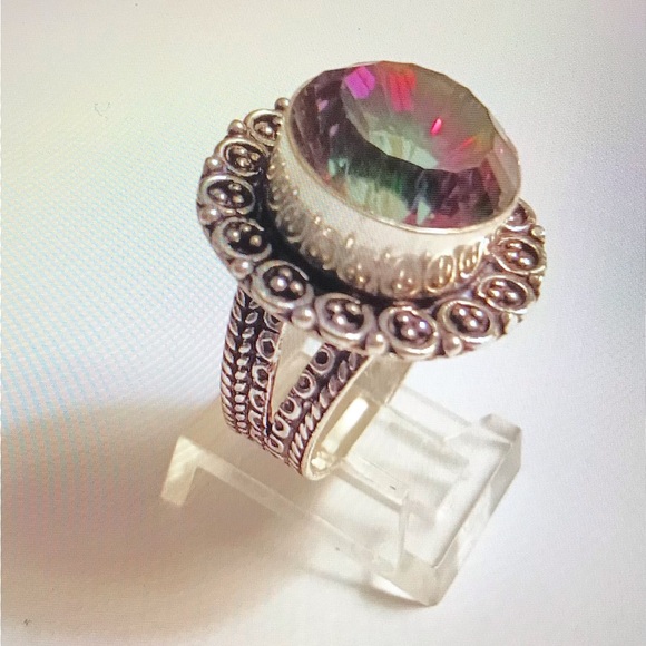 Mystic Topaz 925 Sterling Silver Ring - Picture 2 of 2